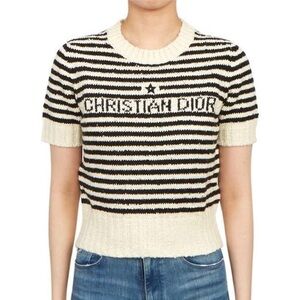 Christian Dior Striped Knit Top Christian Dior Marinière short-sleeved